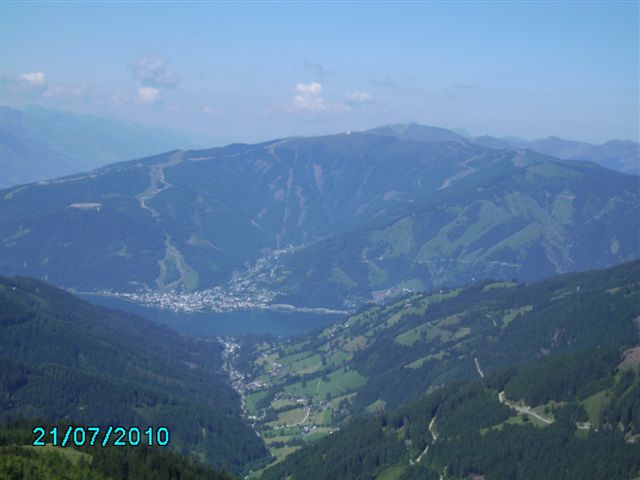 view to the city of Zell am See with lake